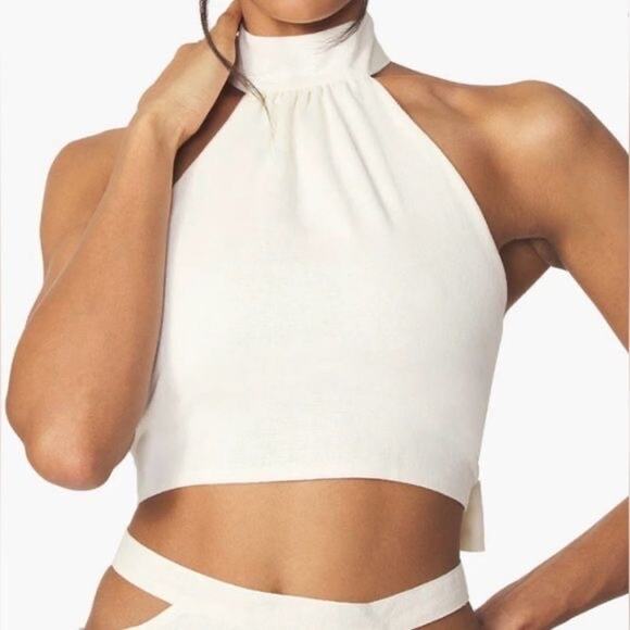 WeWoreWhat Revolve Linen Blend Whisper White Halter Top  Size‎ XS - Picture 3 of 7
